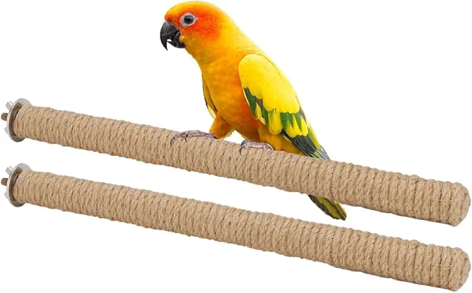 Reliable Hypeety Bird Perch Stand Natural Wood Parrot Hemp Rope Perch Birdcage Unique