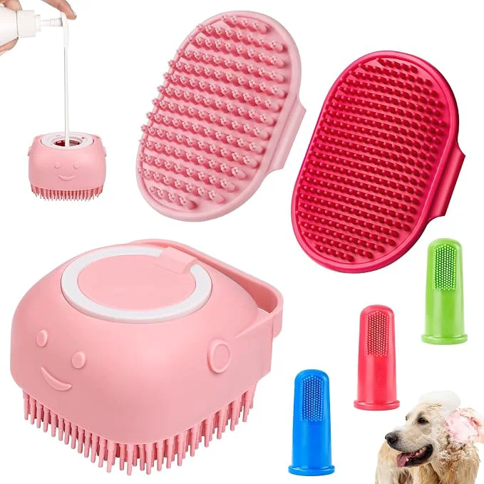 Relaxed Comotech 6PCS Dog Bath Brush Dog Toothbrush Adjustable Handle Shampoo Brush Enhanced