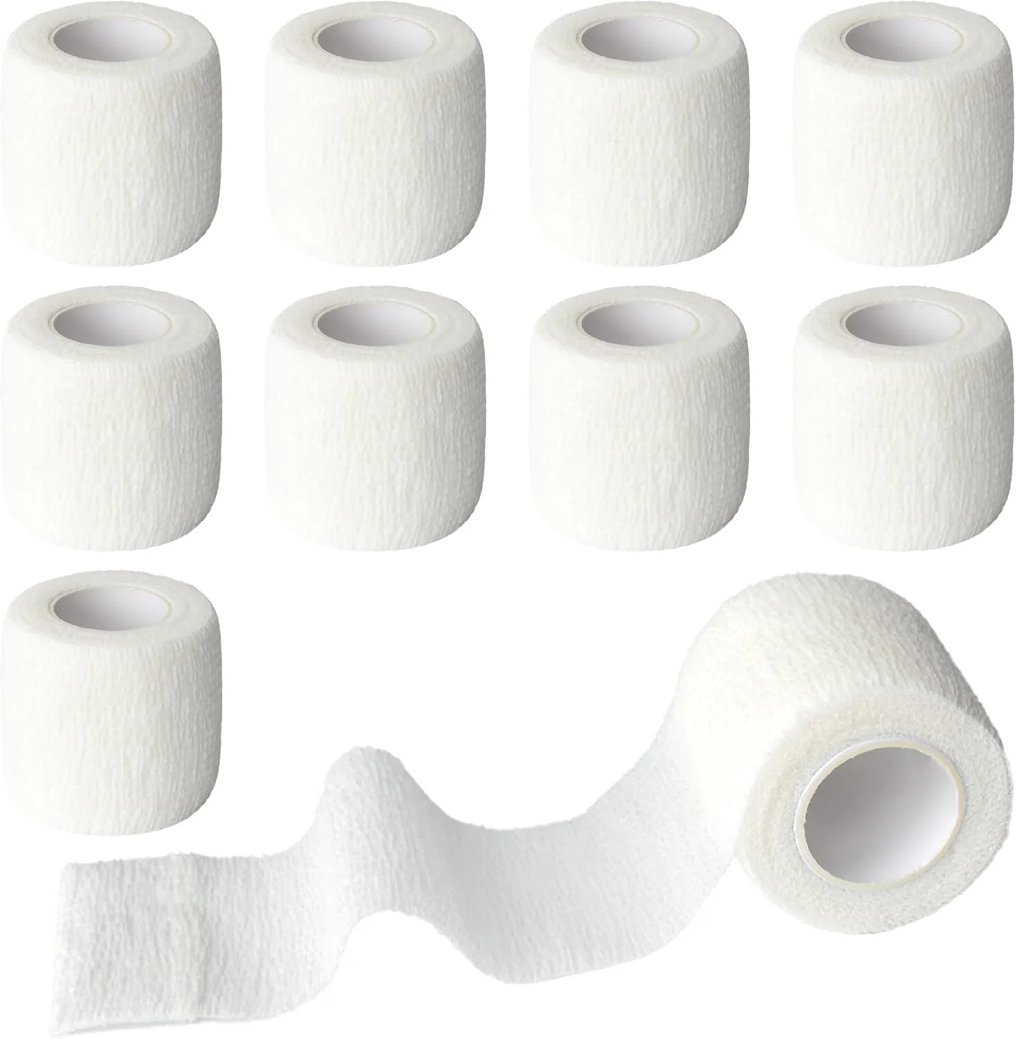 9 Pack 2 x 5 Yards Self Adhesive Bandage Wrap Self Stick Wrap for Ankle Wrist Finger Sports Breathable Cohesive Vet Tape for Pets White Top-Quality