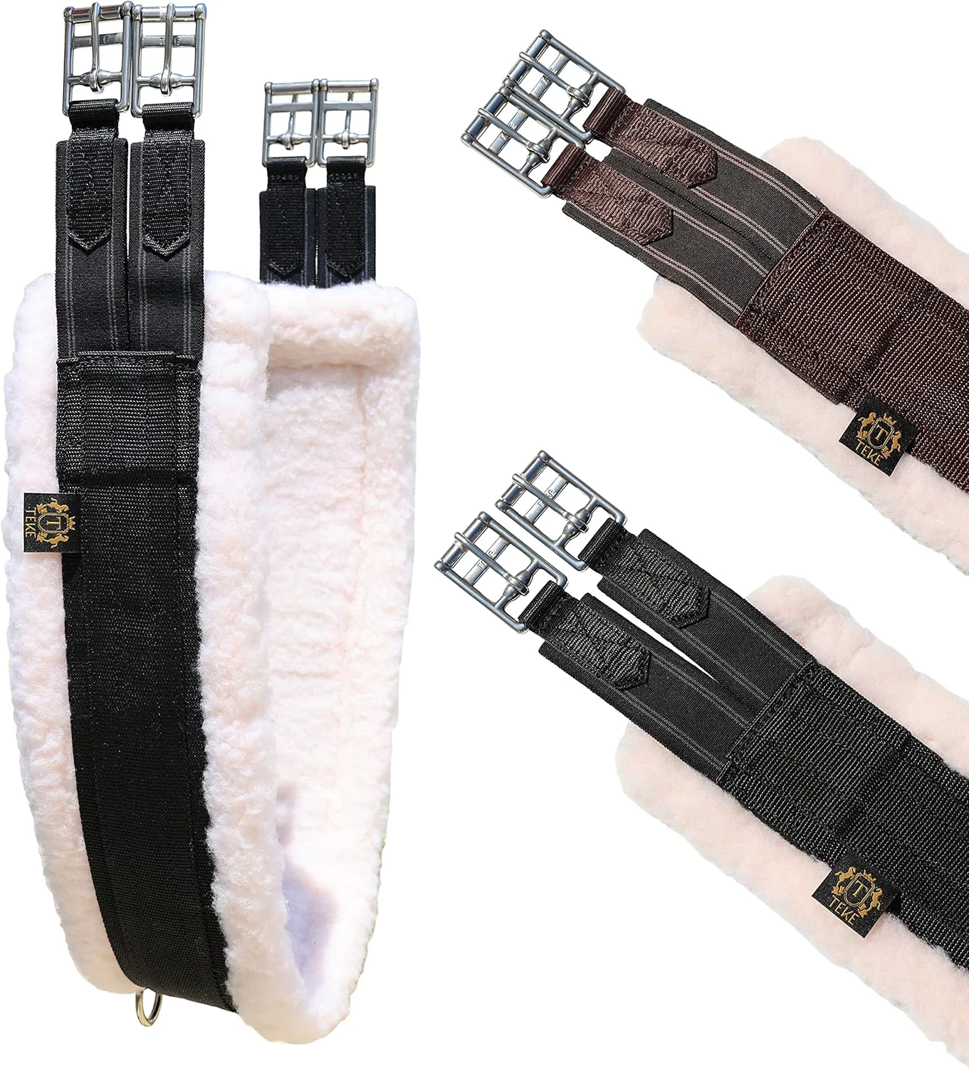 Premium T TEKE Daily English Girths for Horses Padded with Fleece Double-Sided Heavy-Duty Elastic and Stainless Steel Buckles Sizes 38 -56 Unique