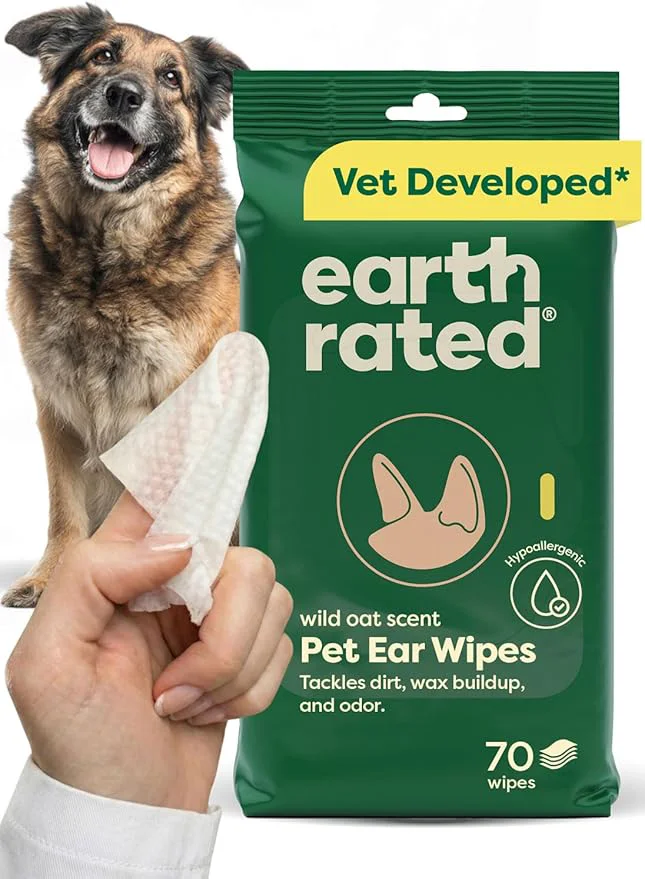 Clean Earth Rated Dog Ear Wipes Vet-Developed Pet Ear Wipes Long-Lasting