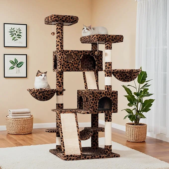 Easy-to-Use WEEWAY Cat Tree Tower for Indoor Cats Stand House Condo Cave Sisal Scratching Unique
