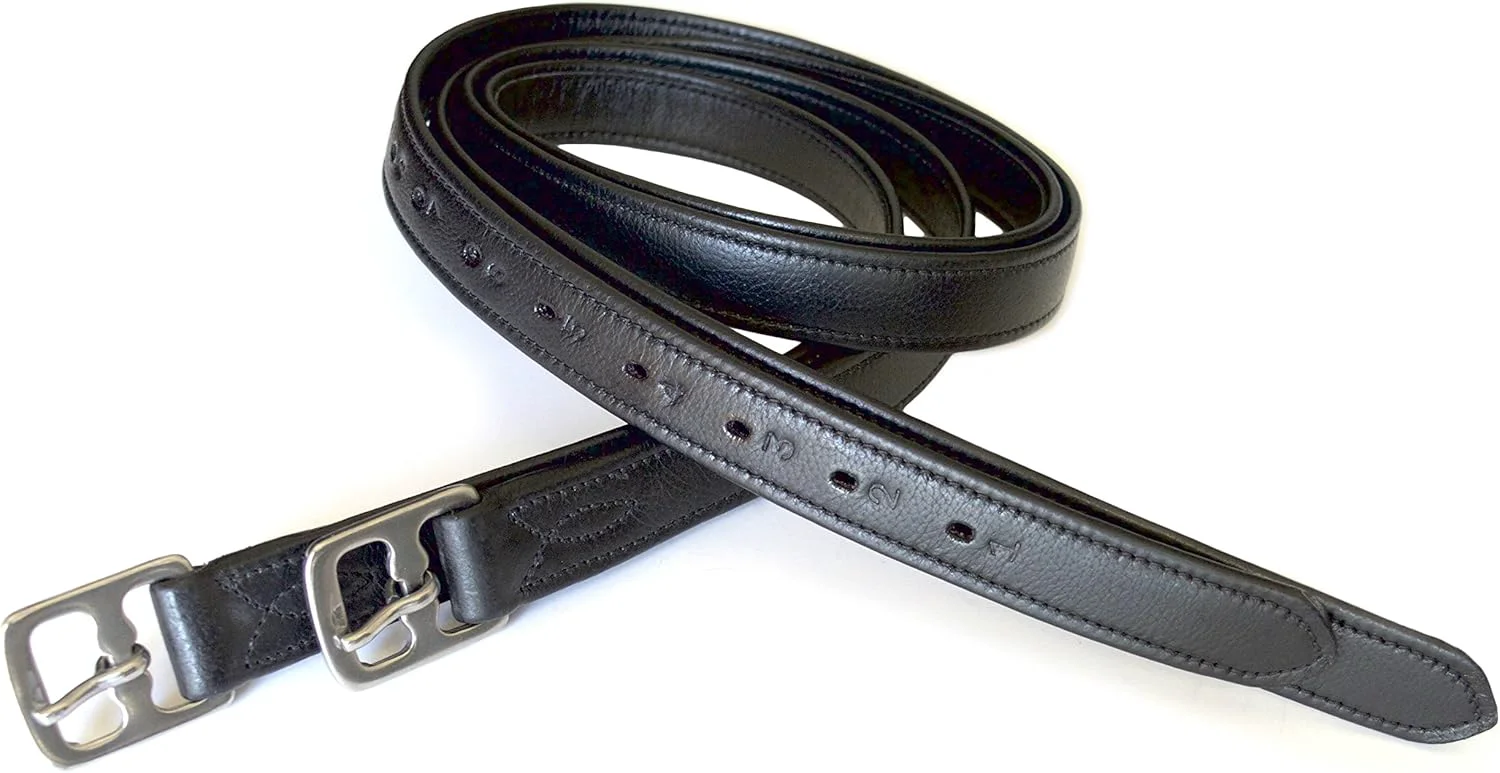 Durable 54 60 New 1 Super Soft Cow Leather English Stirrup Leathers Nylon Core Non Stretch Leathers Black 54 x 1 Flexible