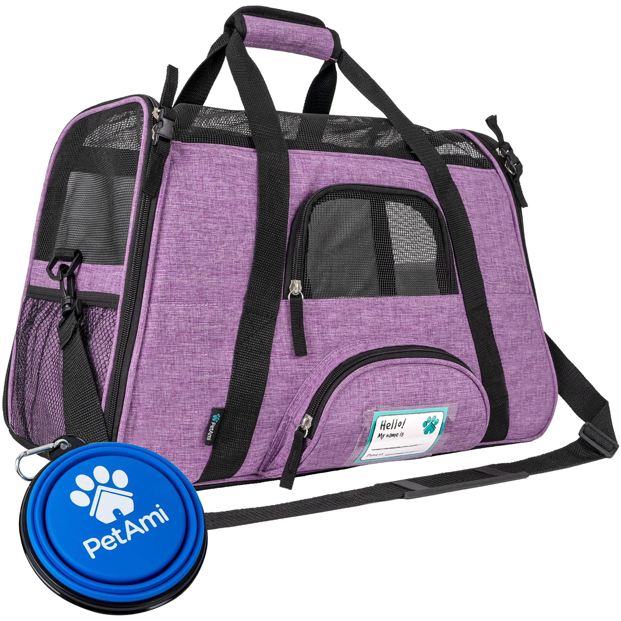 Relaxed PetAmi Airline Pet Carrier Soft Sided Cat Small Dog Carrier Heather Purple Flexible