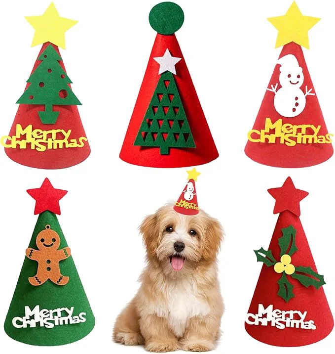 Trusted 5 Pcs Christmas Dog Hats Cute Cats Party Hats Pet Set Dogs Santa Hats Puppies Next-Generation