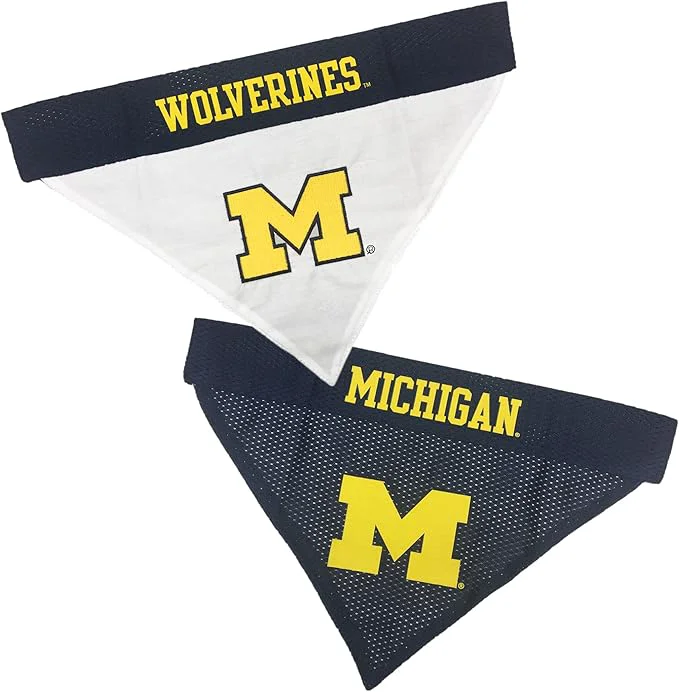 Carefully Designed Pets First Collegiate Pet Accessories Reversible Bandana Michigan Wolverines Flexible