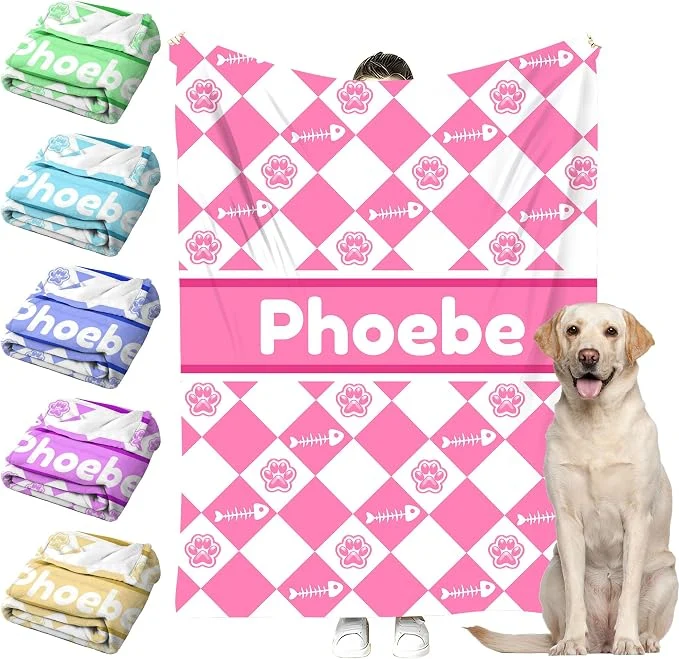 Eco-Friendly Personalized Paw Print Dog Blanket Organic