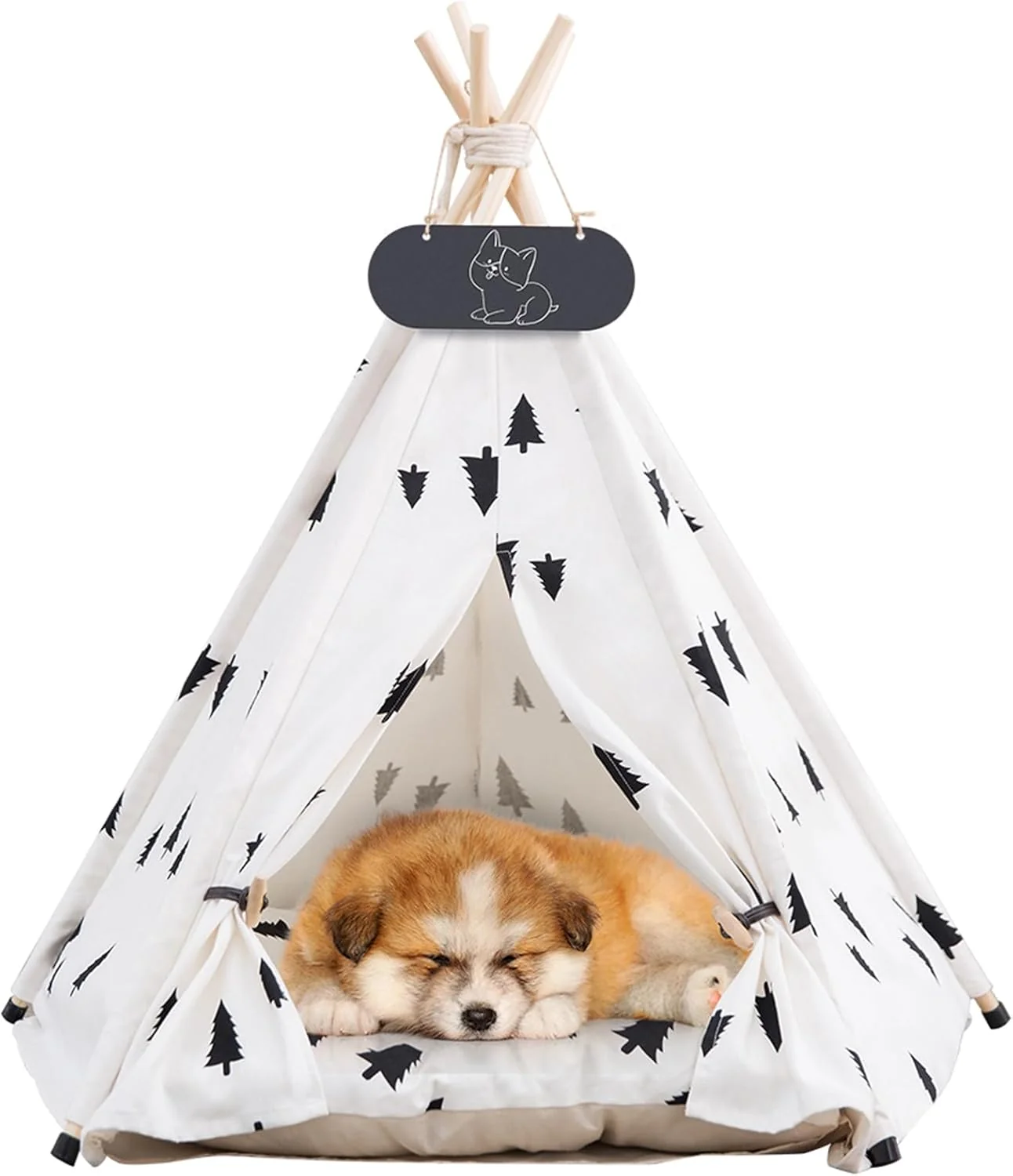 Professional Pet Teepee Tent for Dogs Cats Dog Bed with Thick Cushion Puppies Play House Removable and Washable Minimalist