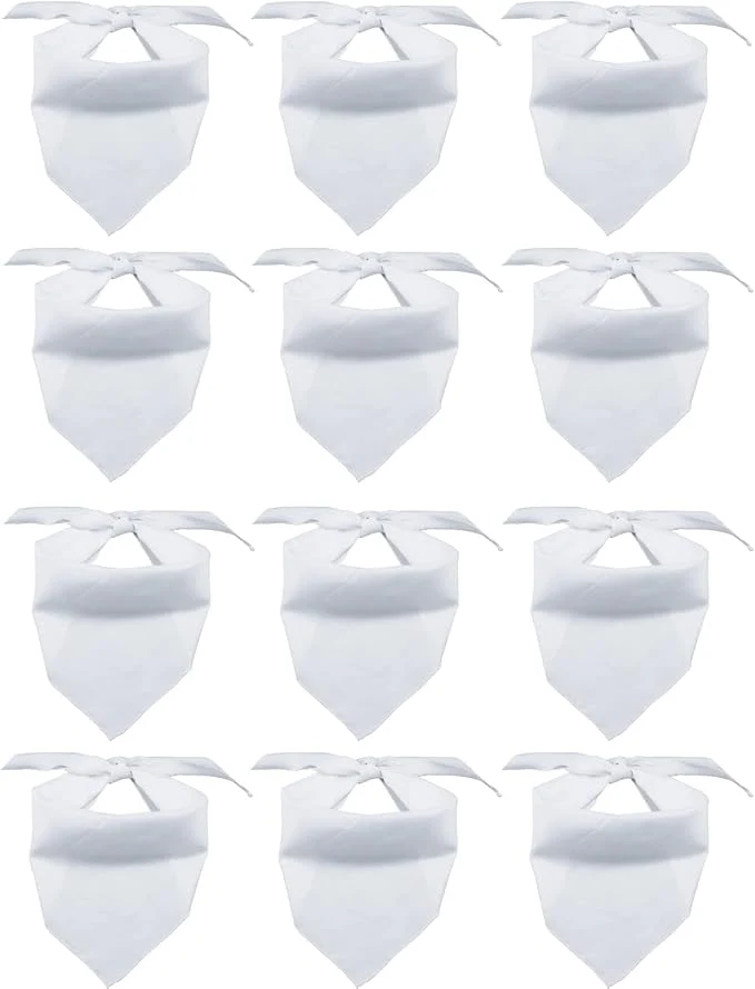 Superior 12 Pieces Sublimation Pet Bandanas White Heat Transfer Triangle Dog Scarf Blank Excellent
