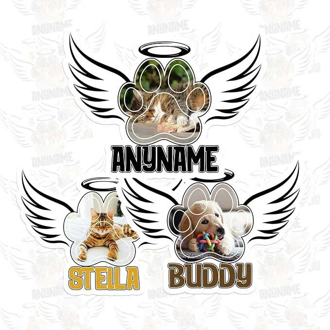 Responsible Custom Pet Memorial Paw Name Sticker Personalized Text Photo Rememberance Decal High-Quality