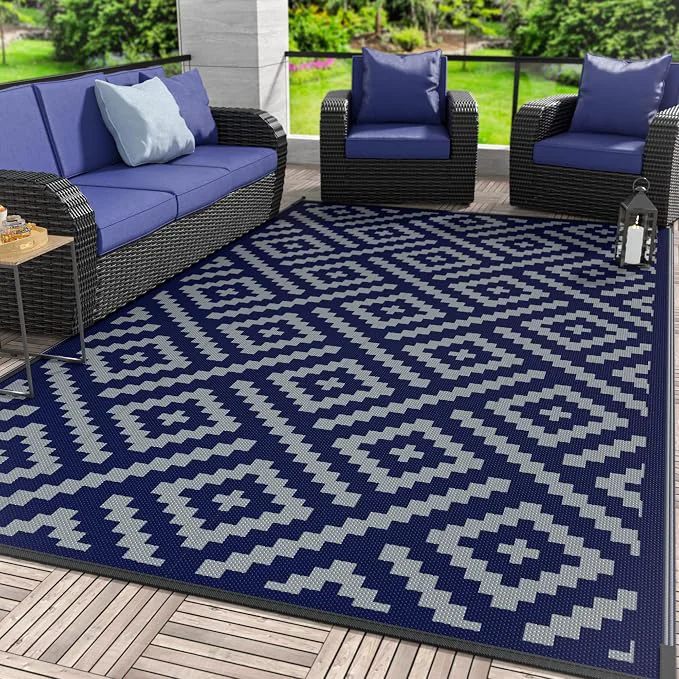Trendy GENIMO Outdoor Rug for Patio Reversible Plastic Straw Rugs for RV Trusted