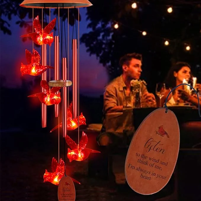 Responsible Solar Cardinal Wind Chimes Outdoor Solar Lights Cardinal Red Bird Windchimes Healthy