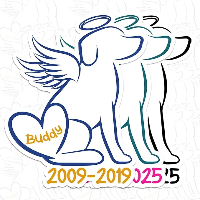 Reliable Custom Pet Memorial Heart Name Sticker Personalized Text Loss of Dog Decal Verified