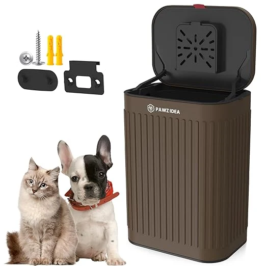 Lightweight PAWZIDEA Wall Mount Dog Poop Trash Can Outside 2.1 Gallon Small Dog Waste Bin First-Class