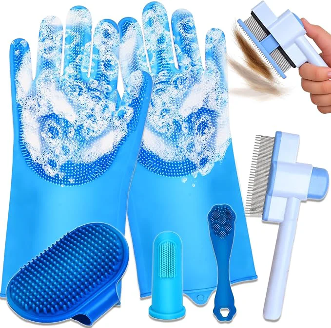 High-Performance nooepc 6PCS Dog Washing Gloves Pet Grooming Gloves Dog Bath Supplies Dog Bath Powerful