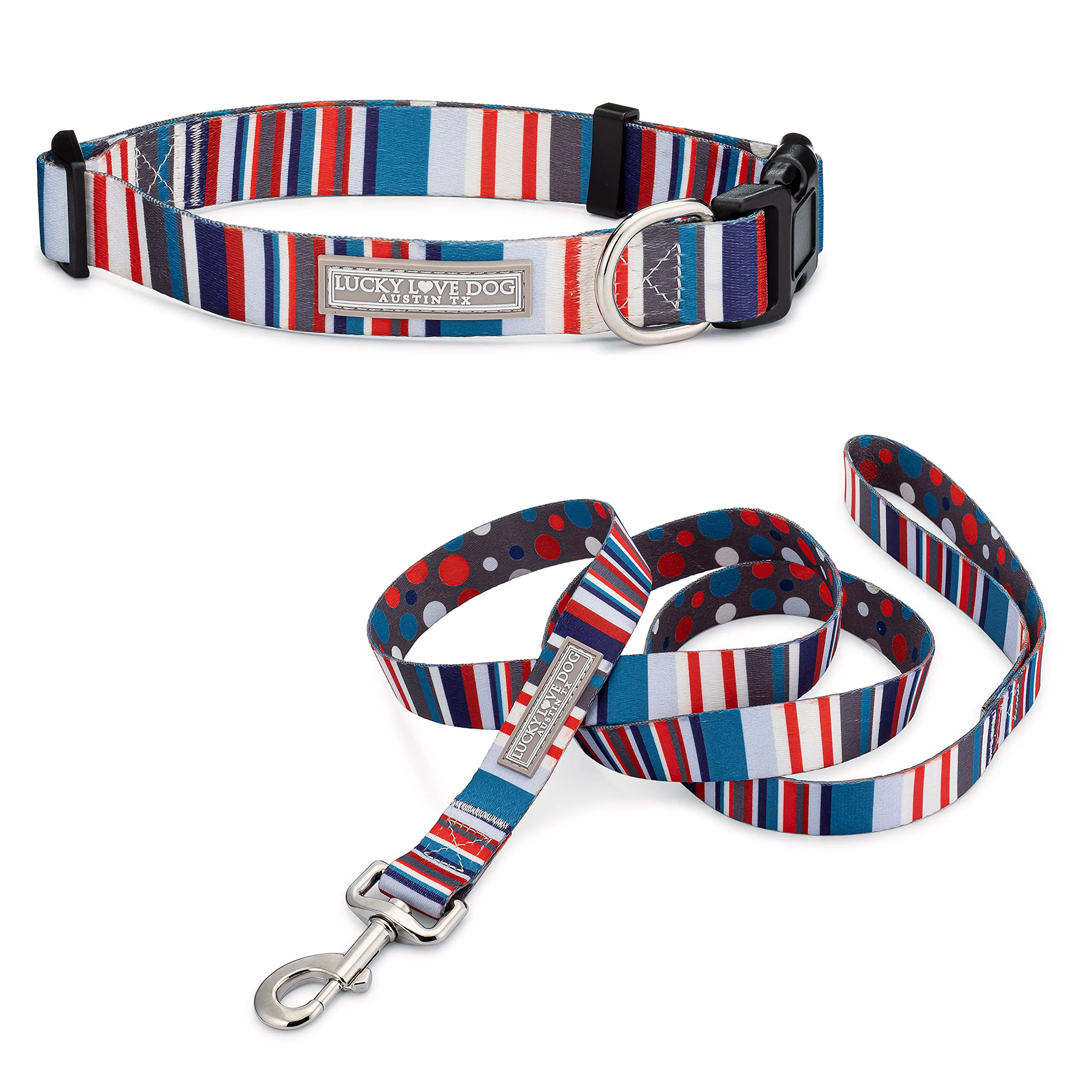 Artisan Lucky Love Dog Linus Combo Adjustable Collar Leash Set for Small to Large Dogs with Easy Click Buckle Reliable
