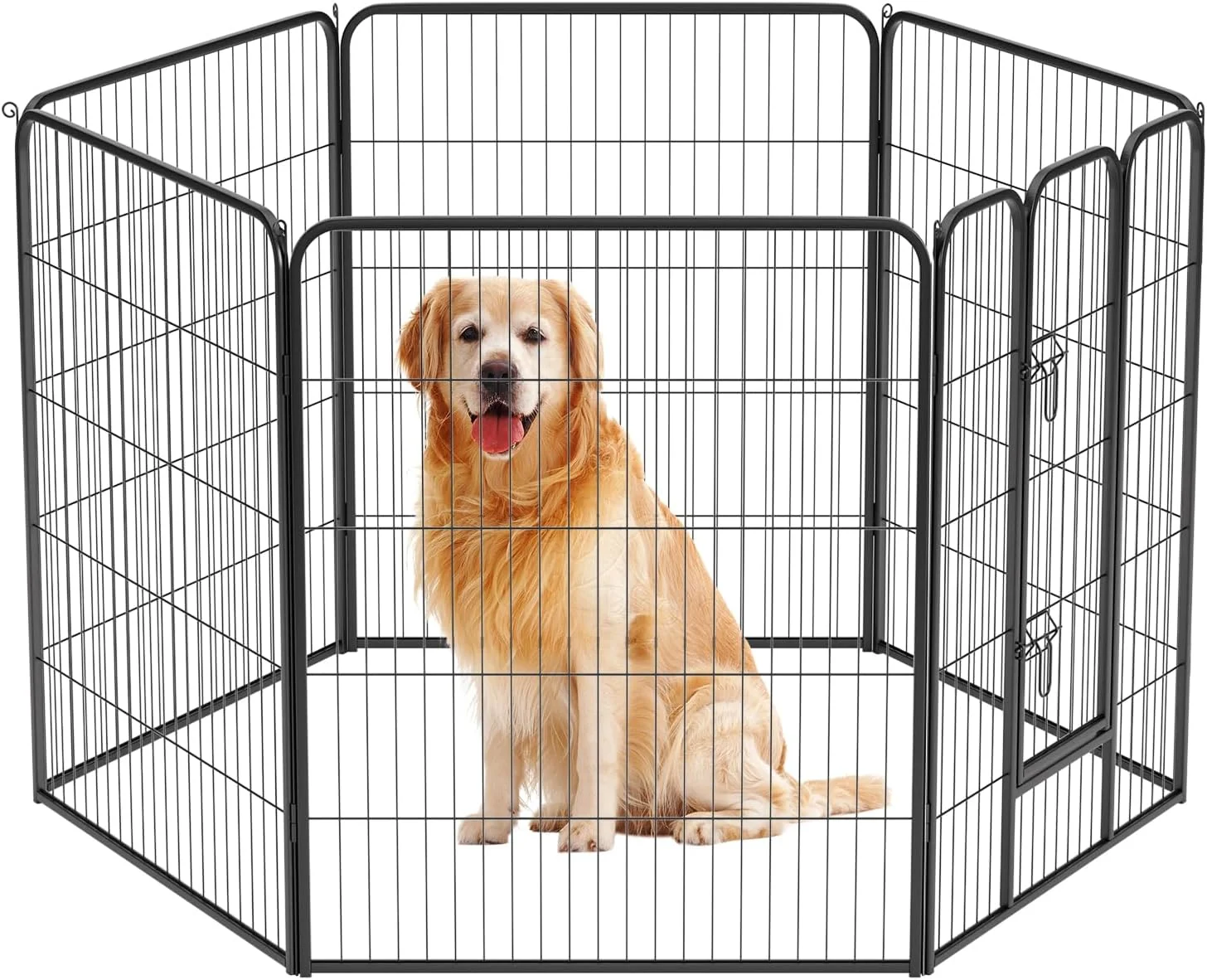 User-Friendly Pet Dog Playpen Indoor 40 inch 6 Panels Metal Dog Pen Pet Dog Fence Outdoor Exercise Pen with Doors Pet Puppy Playpen for RV Camping Yard Black Luxury