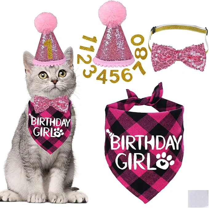 Original Design STMK Cat Birthday Decorations Cat Birthday Hat Solid