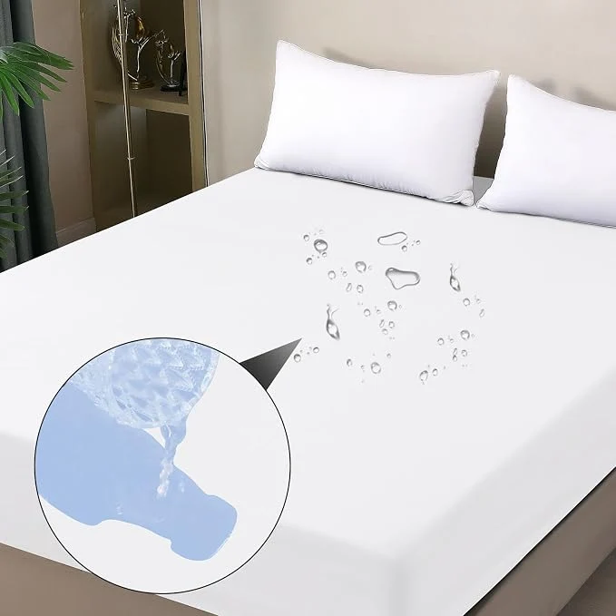 Smooth Waterproof Mattress Protector Full Fitted Sheet Style Breathable Mattress Cover Safe