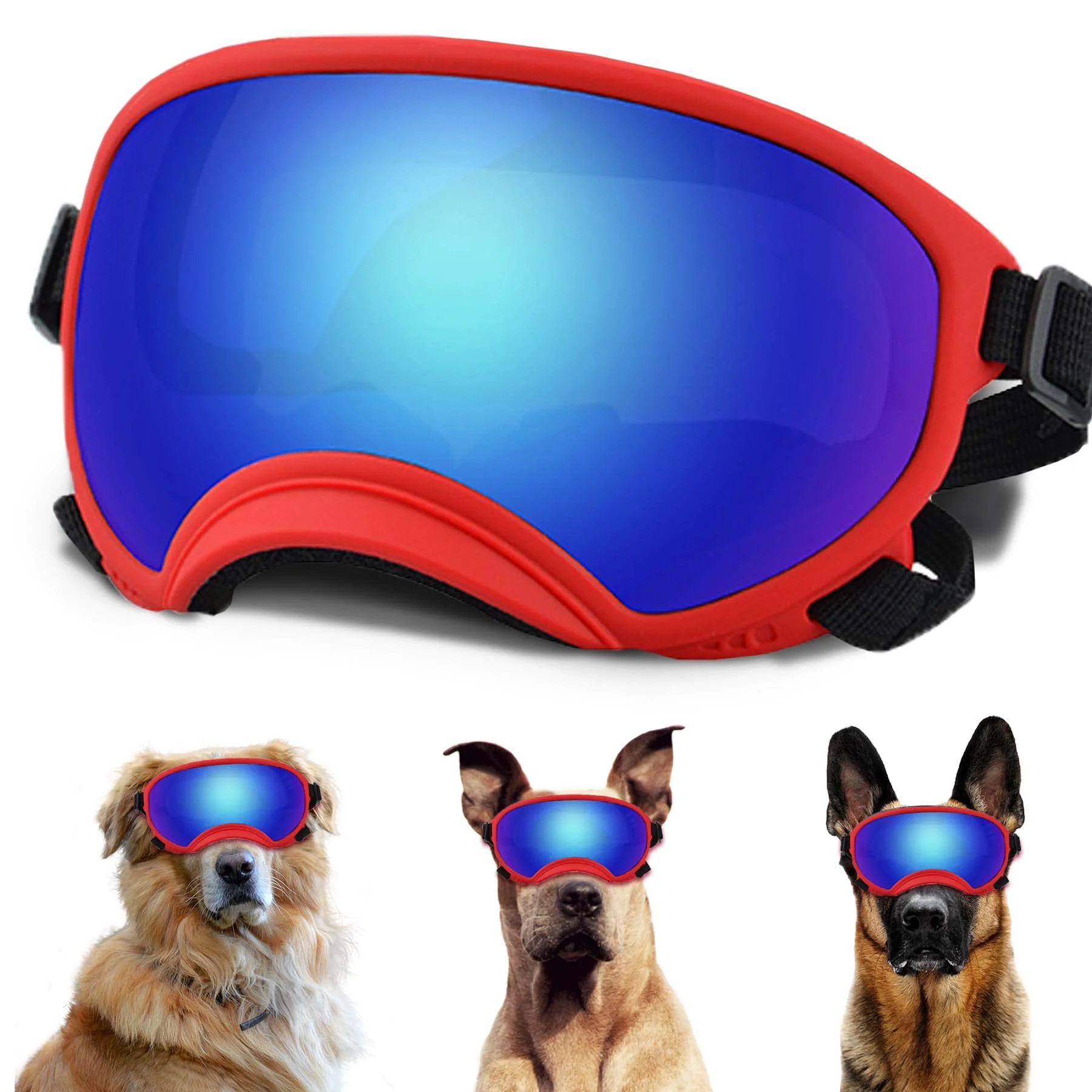 Selected NICERINC PET Large Dog Sunglasses with Adjustable Strap – UV Protection Windproof Eye Shield for Medium-Large Dogs Comfortable