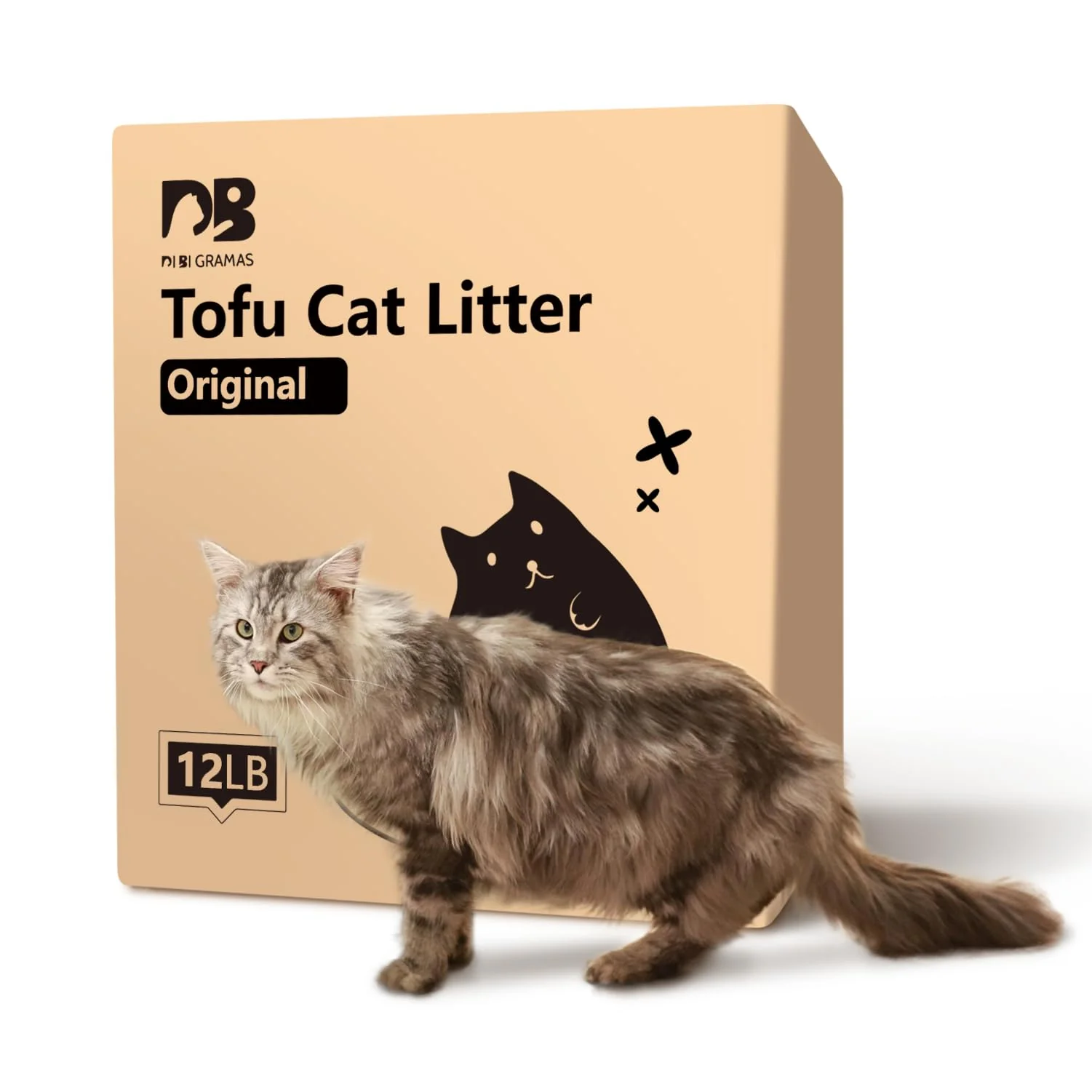 Eco-Friendly DI BI GRAMAS Cat Litter 12LB 2 Packs — Dust- Clumping Tofu Cat Litter Flushable to Toilet Stylish