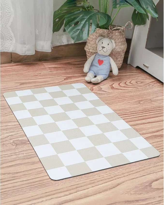 Relaxed Ralxion Checkered Dog Feeding Mat Absorbent Mats Specialty