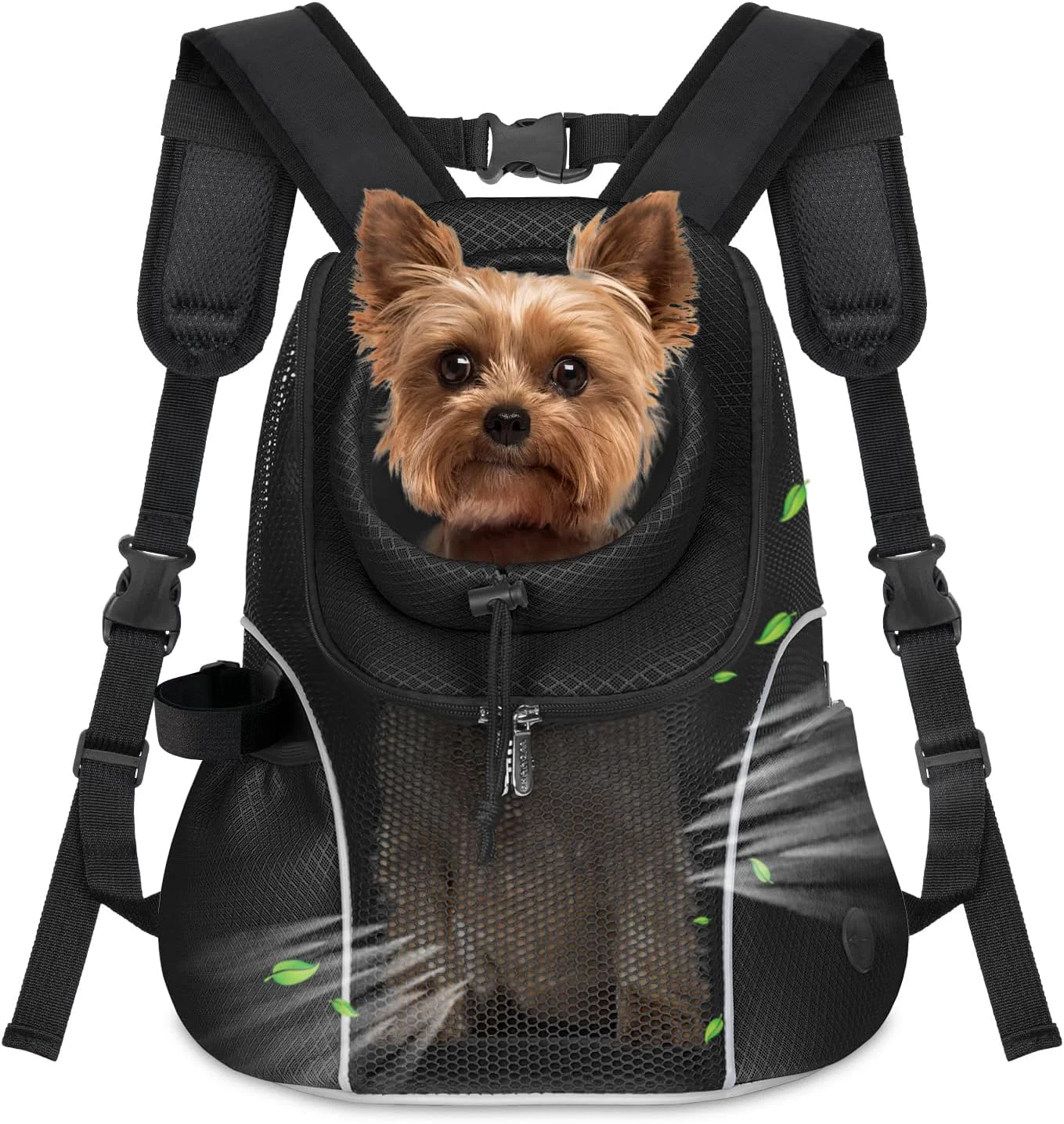 Comfortable WOYYHO Pet Dog Carrier Backpack Small Dog Front Backpack Ventilated Mesh Dog Travel Back Pack with Safety Belt for Travel Hiking Cycling Outdoor Adventures Size M 5-9 lbs Black High-Performance