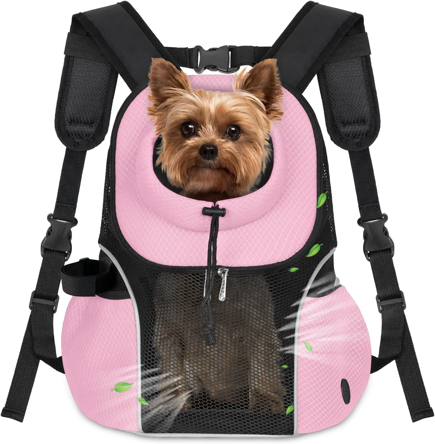 Fashionable WOYYHO Pet Dog Carrier Backpack Small Dog Front Backpack Ventilated Mesh Dog Travel Back Pack with Safety Belt for Travel Hiking Cycling Outdoor Adventures Size L 10-14 lbs Pink Outstanding