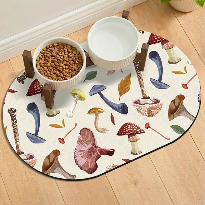 High-Performance 24''x16'' Absorbent Dog Food Mat No Stains Quick Dry Pet Water Mat Protect Effective