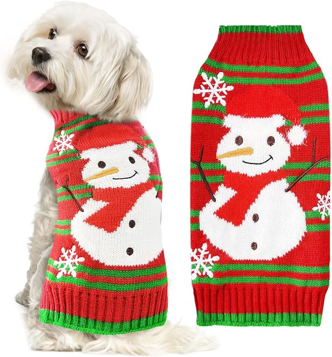 Optimized Dog Christmas Sweater Cute Snowman Puppy Cat Costume Boy Girls Xmas Holiday Pet Elegant