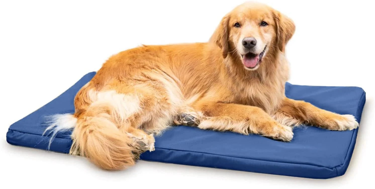 Unique K9 Ballistics Tough Ripstop Orthopedic Dog Crate Bed - Durable Pad with Washable Cover for Wire Crates Tie-Downs Included Size Large 41 x27 Blue Quartz First-Class