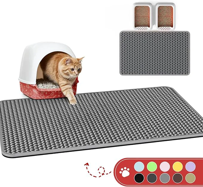 Elegant Cat Litter Mat - 46'' x 35'' Small Litter Trapping Mat Waterproof Urine-Proof Eco-Friendly