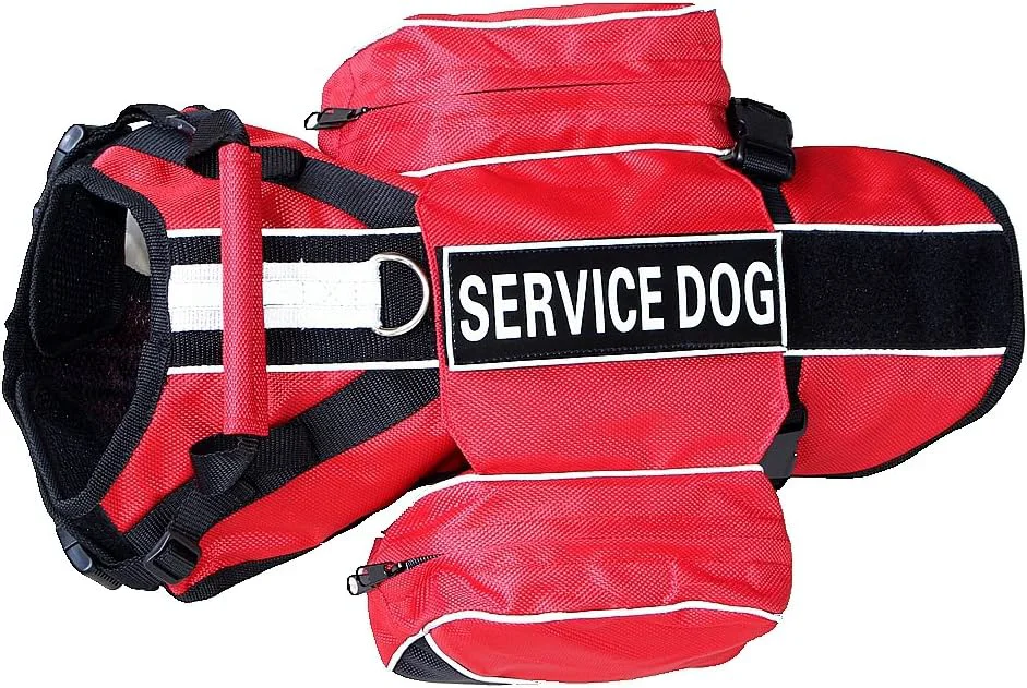 Healthy Serijoars Dog Vest Harnesses with Saddlebag Backpack for Camping Travel - Reflective Hound Hiking Backpack Saddle Bag - Lightweight Vest Harness for Medium Large Dogs Red L Environmentally Friendly