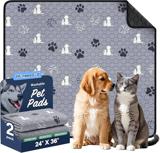 Top-Quality Washable Pee Pads for Dogs Mat 2 Pack Absorbent Reusable Training Dog Pads Pet Convenient