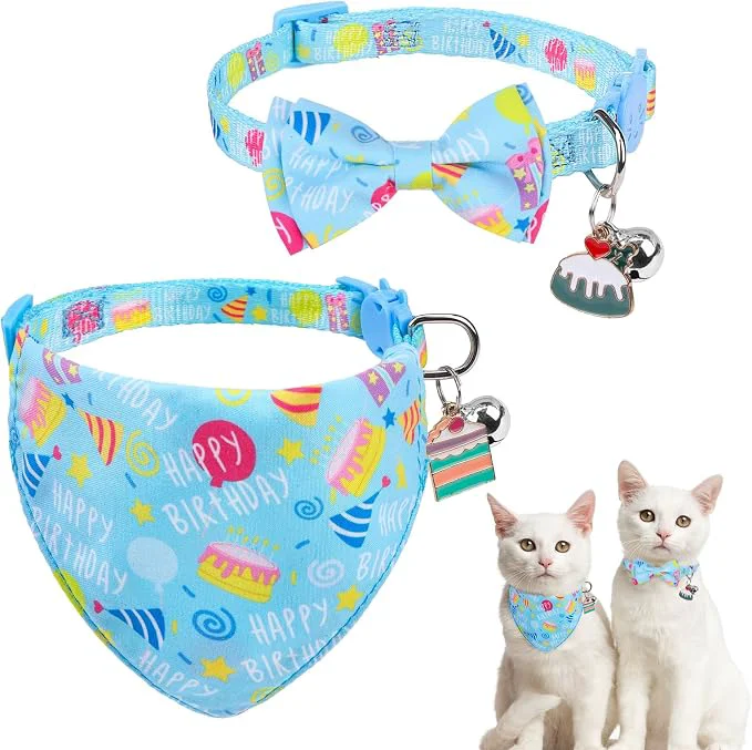 Fine SCENE Cat Bandana Collars for Birthday Consistent