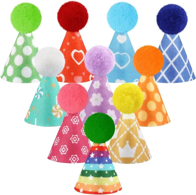 Easy-to-Use Hxezoc 10 Pcs Mini Birthday Party Hats Colorful Cone Felt Hats Specialty