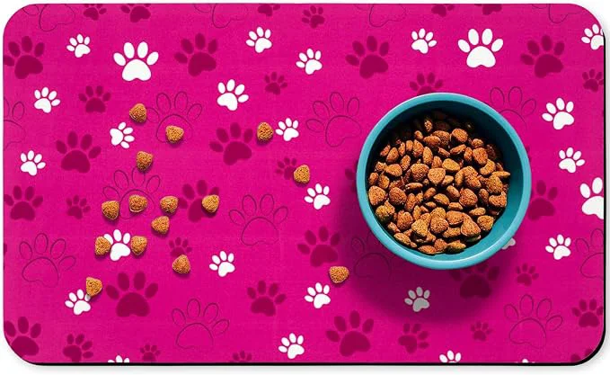 Top-Quality Dog Food Mat Absorbent Water Bowl Mats Cat Pet Feeding Placemats Pink 12 20 Long-Lasting