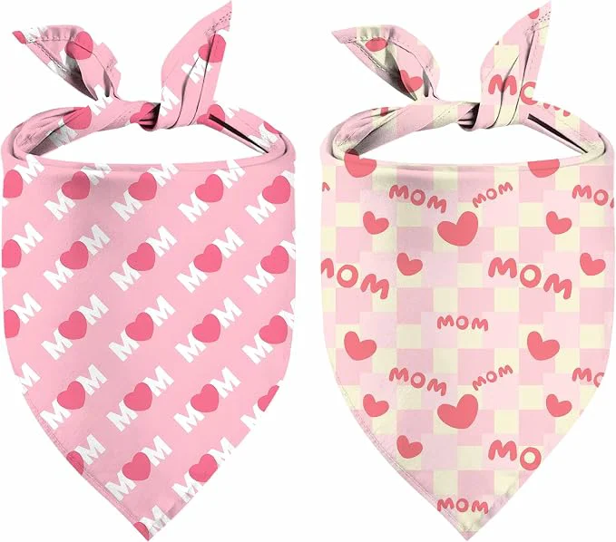 Traditional Mother Day Dog Bandanas I Love Mom Dog Scarf Accessories Efficient