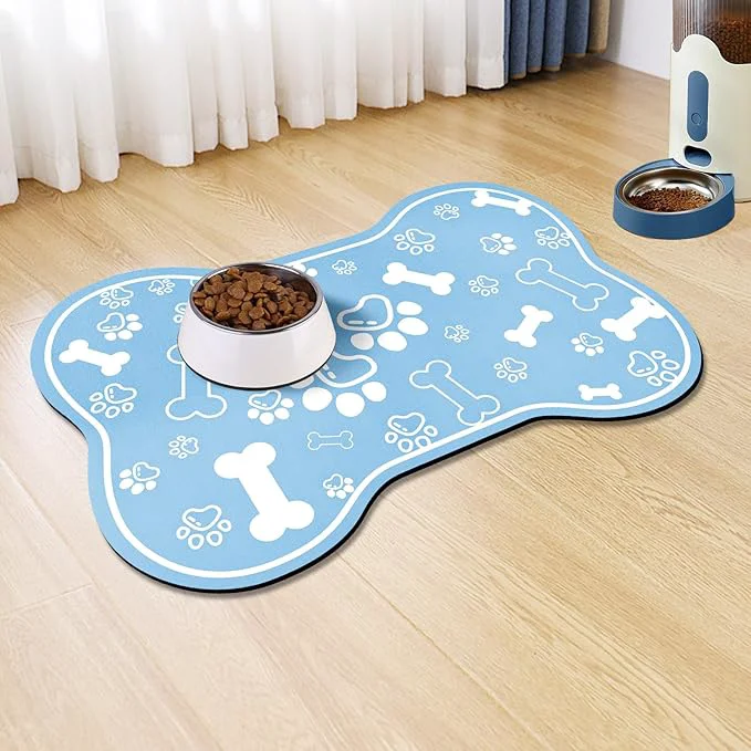 Effective Dog Cat Mat for Food and Water Rapid Absorbent Pet Feeding Mat Bone Shaped Exceptional
