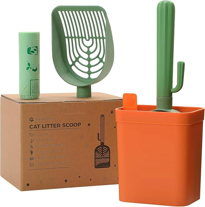 Relaxed Cactus Cat Litter Scooper with Holder Carefully Designed