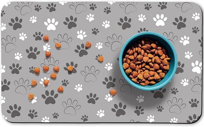 Modern Dog Food Mat Absorbent Water Bowl Mats Cat Pet Feeding Placemats Light Gray 17 Pure