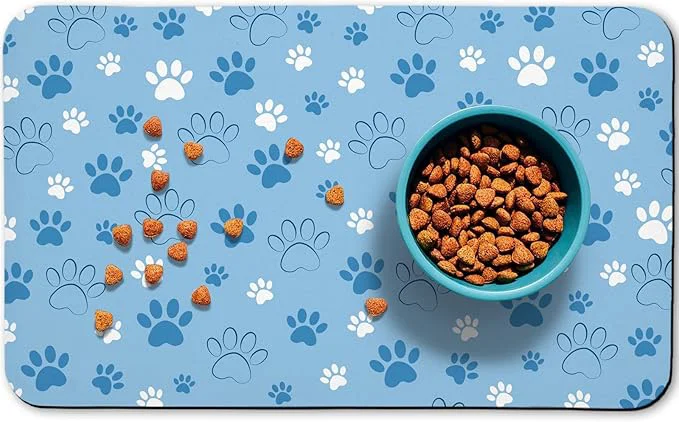 Safe Dog Food Mat Absorbent Water Bowl Mats Cat Pet Feeding Placemats Blue 17 30 Traditional