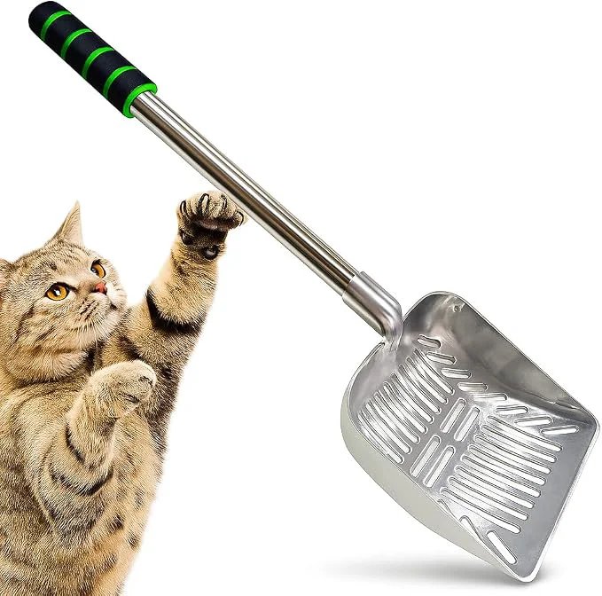 Easy-to-Use SunGrow Cat Litter Scoop Stainless Steel Long Handle Chicken Coop Poop Scooper Artisan