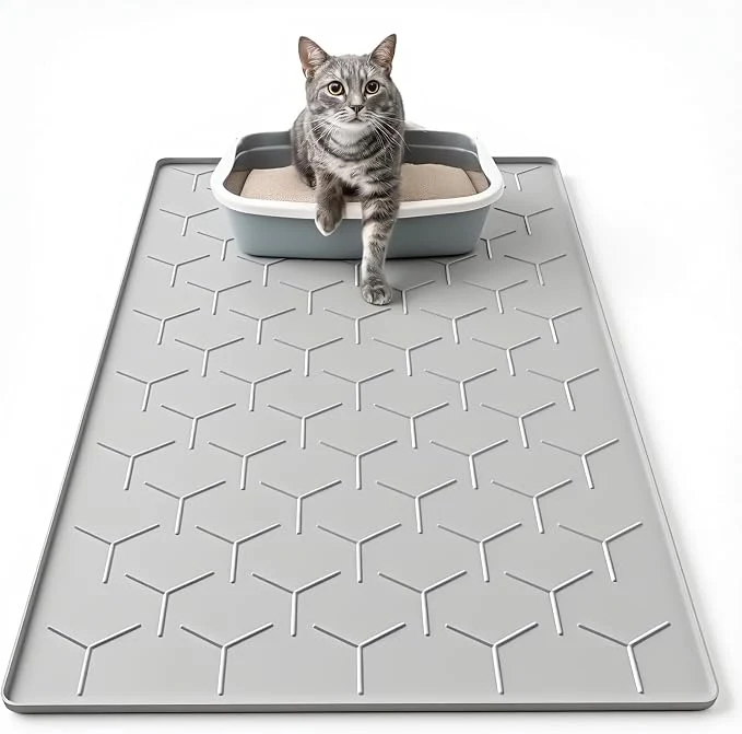Carefully Designed Cat Mat for Litter Box Large 34 X 22 Cat Litter Mat Waterproof Silicone Pad Next-Generation