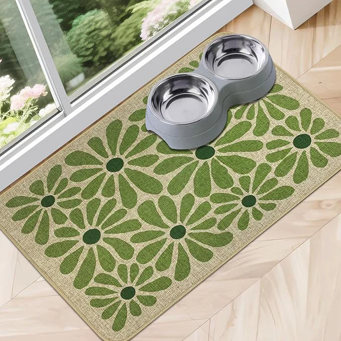 Secure SHIYUE Dog Food Mats for Floors Absorbent Cat Bowl for Food and Water Convenient