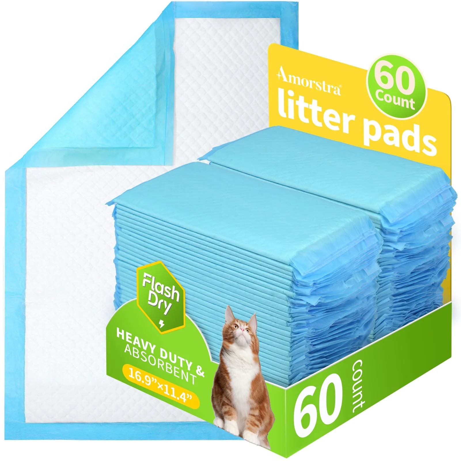 Versatile Amorstra 60 Count Cat Litter Pads for Tidy Cats Breeze System - Odor Control Leak-Proof Unscented Expertly Made