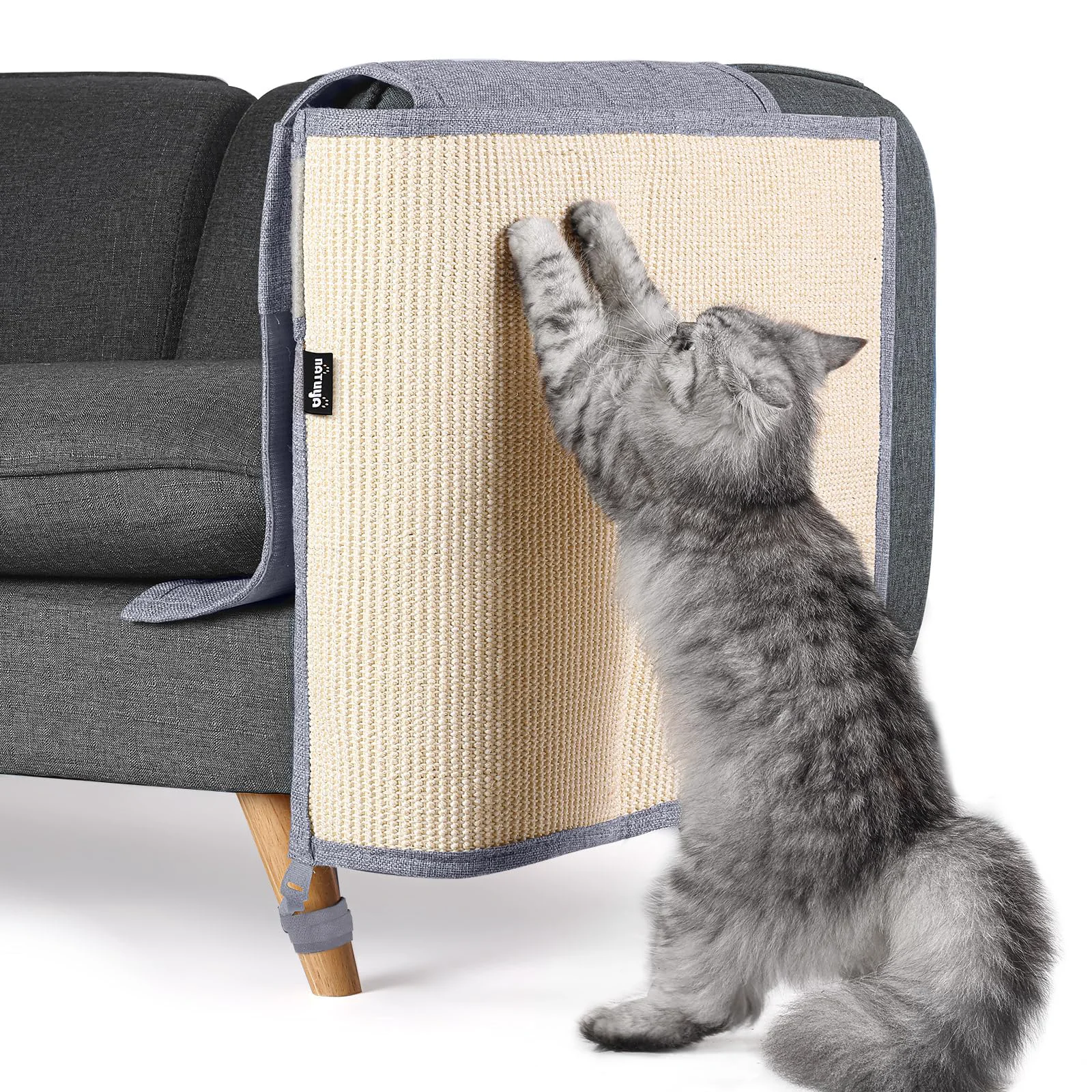 Environmentally Friendly NATUYA Cat Scratch Furniture Protector – Light Gray with Sisal Pad Premium Material