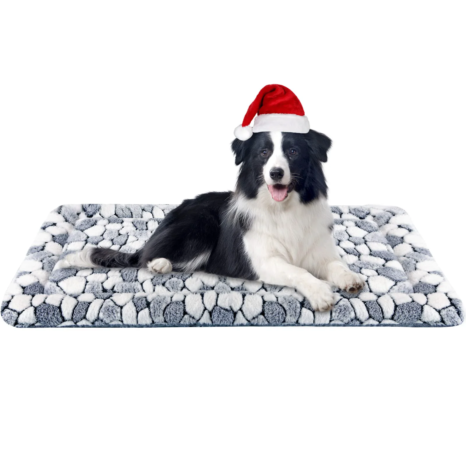 Unique VANKEAN Reversible Dog Crate Pad Bed – Warm Cool Grey Stone Pattern Machine Washable User-Friendly