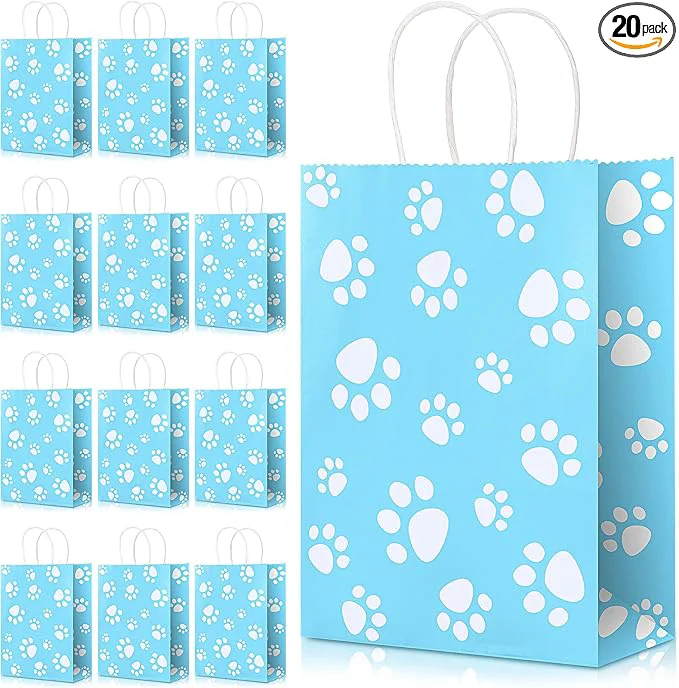 Green Blulu 20 Pcs Puppy Dog Paw Gift Bags Official