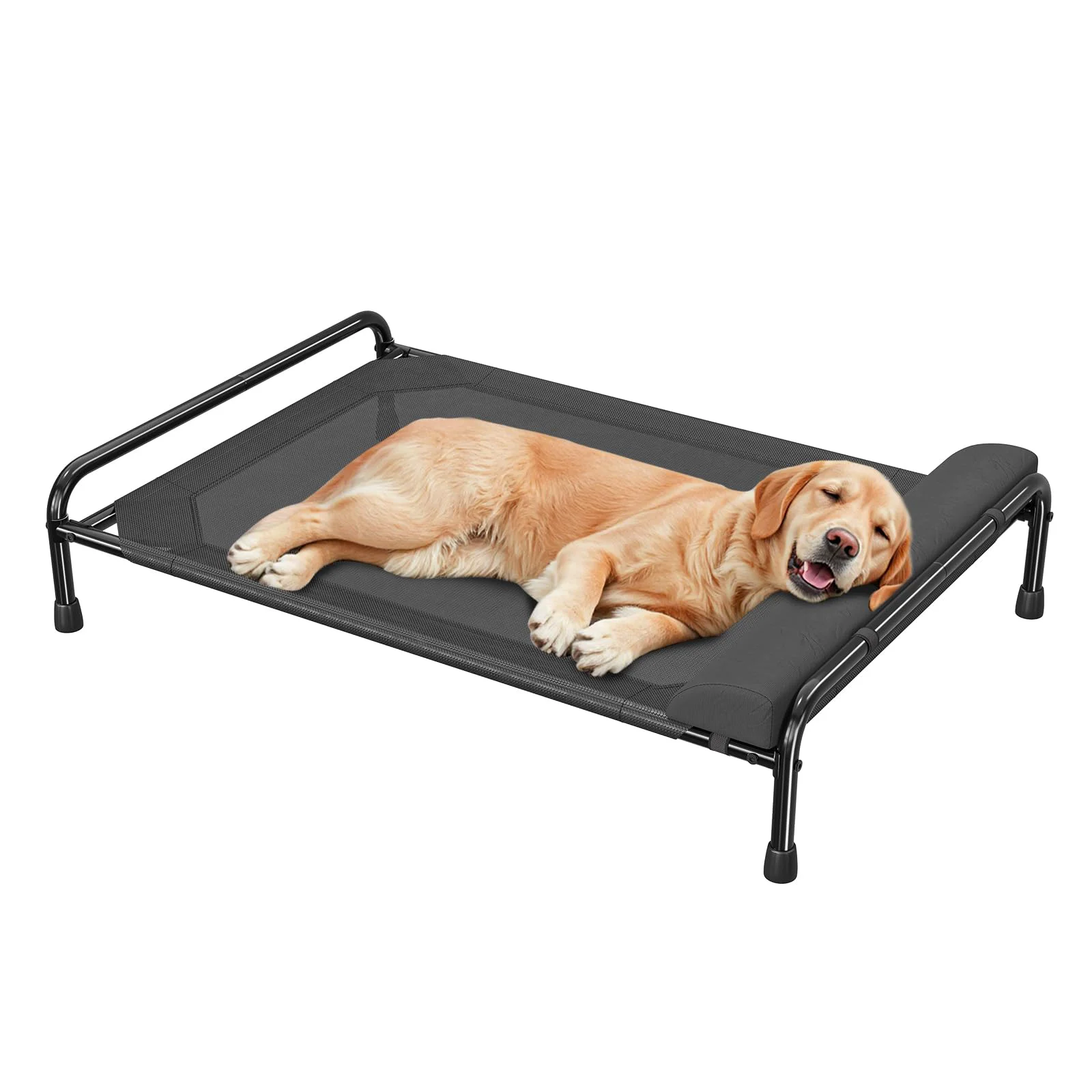 Unique Simple Trending d Dog Bed for Large Dogs — Cooling Raised Pet Cot 44.5 x 31 Black Classic